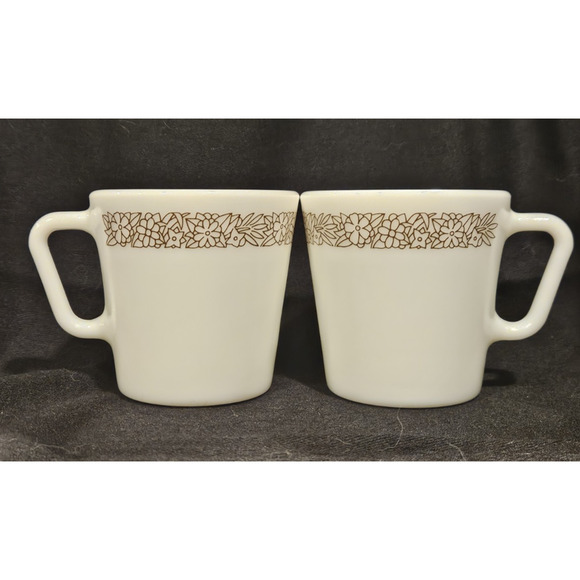 Lot of 2 Pyrex Woodland Brown Coffee Cup Mugs - Picture 1 of 6